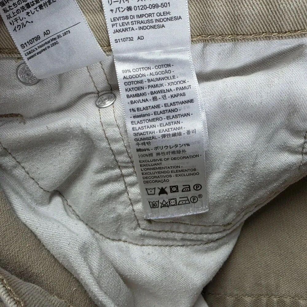 Levi's 502 Regular Tapered Mens 34x30 Tan Khaki Twill Chino Pants Stretch Casual